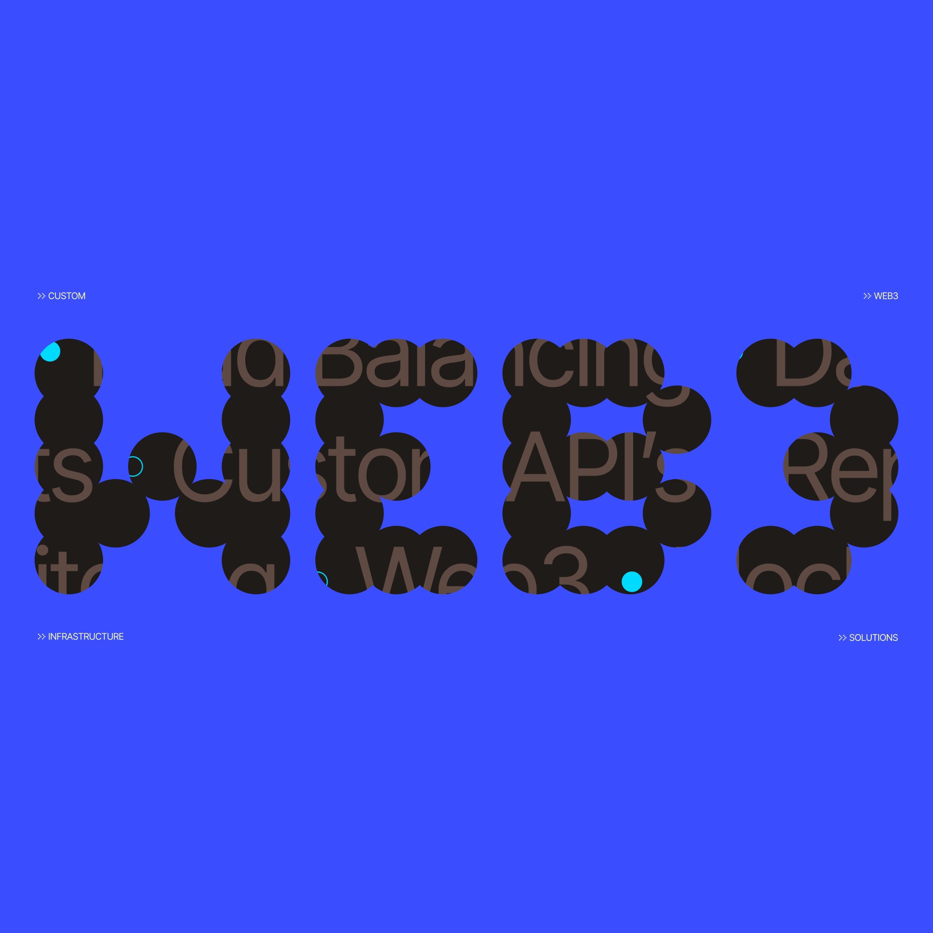 Web3 fund wordmark set in a dotted typeface on blue
